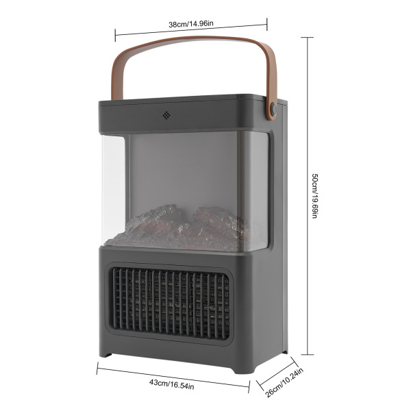 Cheminée de simulation 3D, chauffage, chauffage, avec télécommande, pour pièce, chambre à coucher (noir)