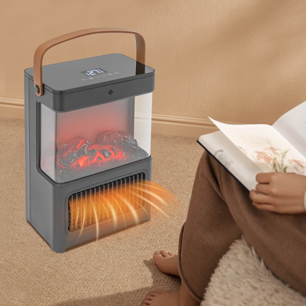Cheminée de simulation 3D, chauffage, chauffage, avec télécommande, pour pièce, chambre à coucher (noir) Cheminée de simulation 3D, chauffage, chauffage, avec télécommande, pour pièce, chambre à coucher (noir)