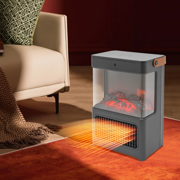 Cheminée de simulation 3D, chauffage, chauffage, avec télécommande, pour pièce, chambre à coucher (noir)