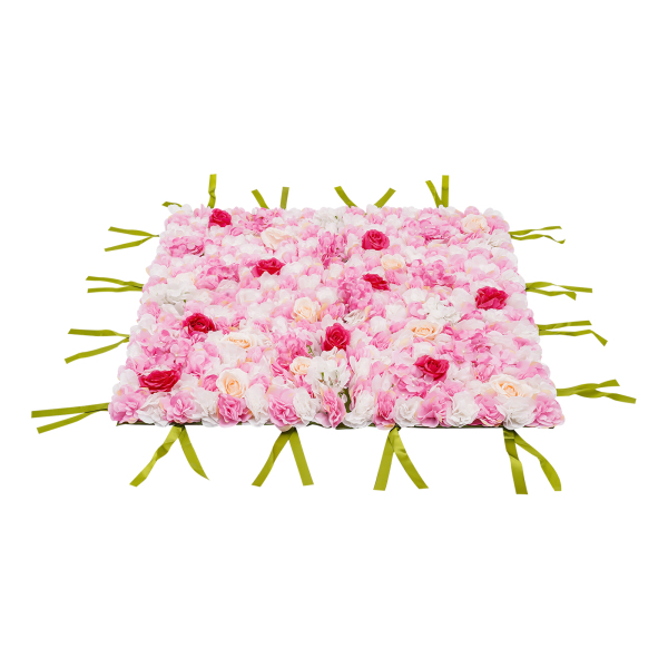 Panneaux muraux de fleurs artificielles, panneaux muraux de fleurs de rose en soie, fond de mur de fleurs artificielles, vert, blanc, rose et champagne