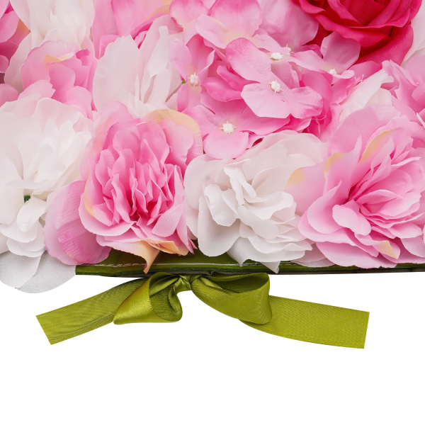 Panneaux muraux de fleurs artificielles, panneaux muraux de fleurs de rose en soie, fond de mur de fleurs artificielles, vert, blanc, rose et champagne