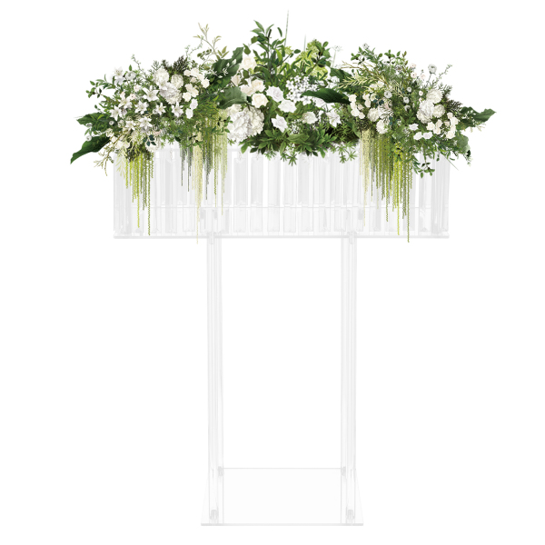 Support de fleurs carré 23,62 x 7,87 x 30,7 pouces, support de fleurs de mariage, support de fleurs en acrylique pour décorations de mariage, fêtes, anniversaires, célébrations