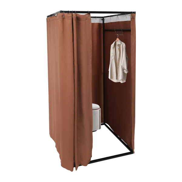 Cabine d'essayage portable pour magasin de vêtements, 100 x 100 x 200 cm - Couleur café