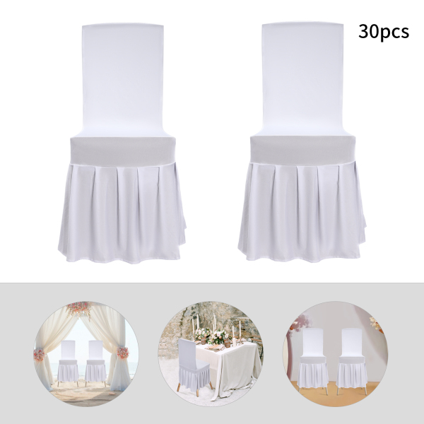 30 pièces housses de chaise avec jupe housse de chaise extensible de mariage housses de chaise extensibles avec jupe utilisées pour les banquets de mariage