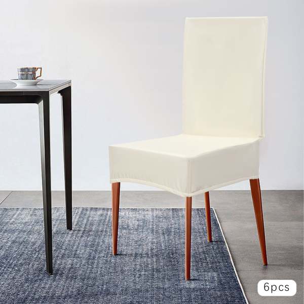 Lot de 6 housses de chaise - En cuir synthétique - Extensible - Amovibles - imperméables, résistantes à l'huile et aux taches (beige)