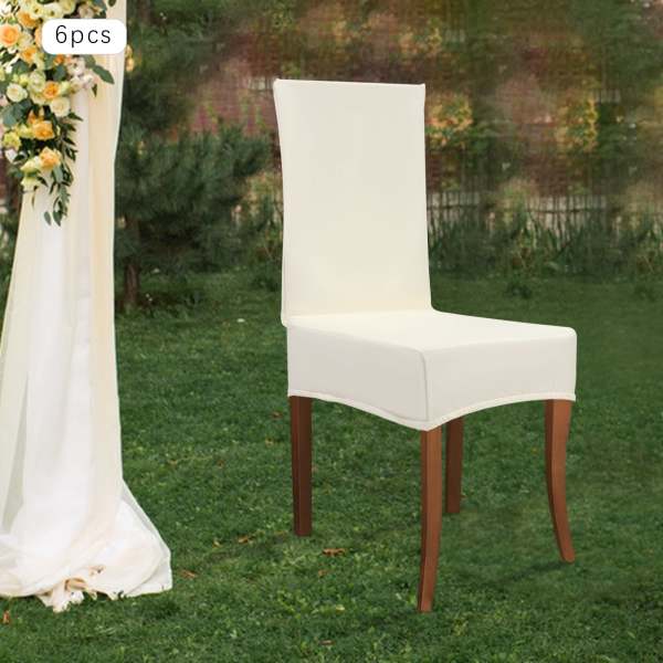 Lot de 6 housses de chaise - En cuir synthétique - Extensible - Amovibles - imperméables, résistantes à l'huile et aux taches (beige)
