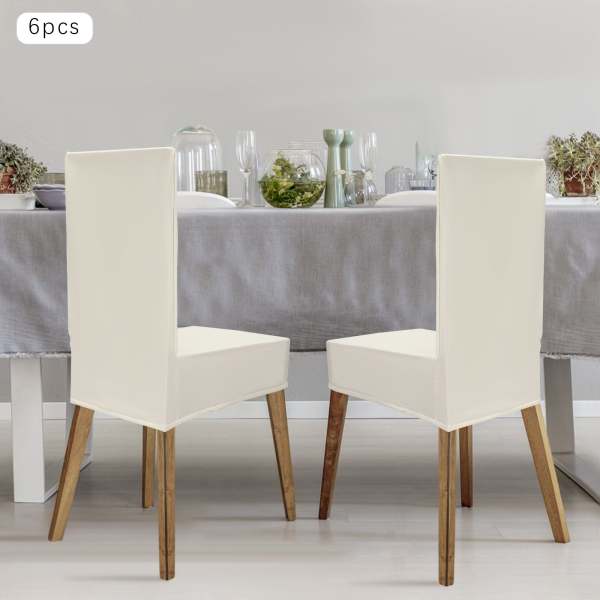 Lot de 6 housses de chaise - En cuir synthétique - Extensible - Amovibles - imperméables, résistantes à l'huile et aux taches (beige)