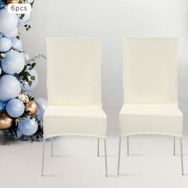 Lot de 6 housses de chaise - En cuir synthétique - Extensible - Amovibles - imperméables, résistantes à l'huile et aux taches (beige)