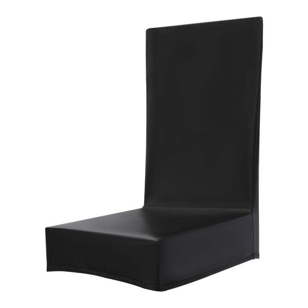 Lot de 6 housses de chaise - En cuir synthétique - Extensible - Amovibles - imperméables, résistantes à l'huile et aux taches (noir)