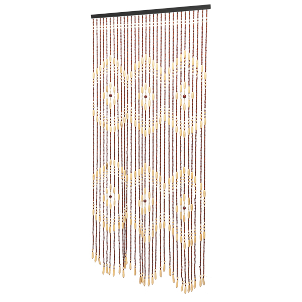 Rideau de porte en perles de bois naturel 90 x 175 cm, perles de porte, rideaux décoratifs pour porte d'entrée, perles de rideau de porte beiges et marron