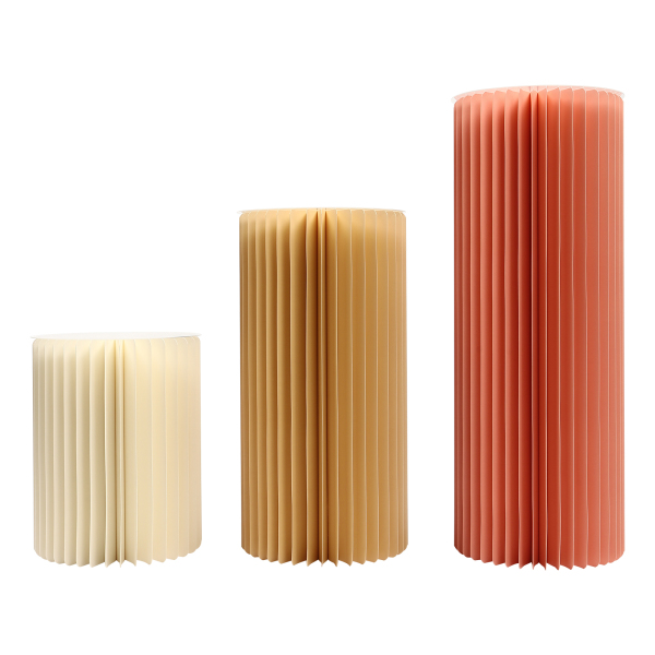 Colonnes de papier pliables présentoirs supports pour mariage, fiançailles, fête d'anniversaire, décoration trois paquets blanc champagne rose clair