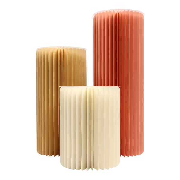 Colonnes de papier pliables présentoirs supports pour mariage, fiançailles, fête d'anniversaire, décoration trois paquets blanc champagne rose clair