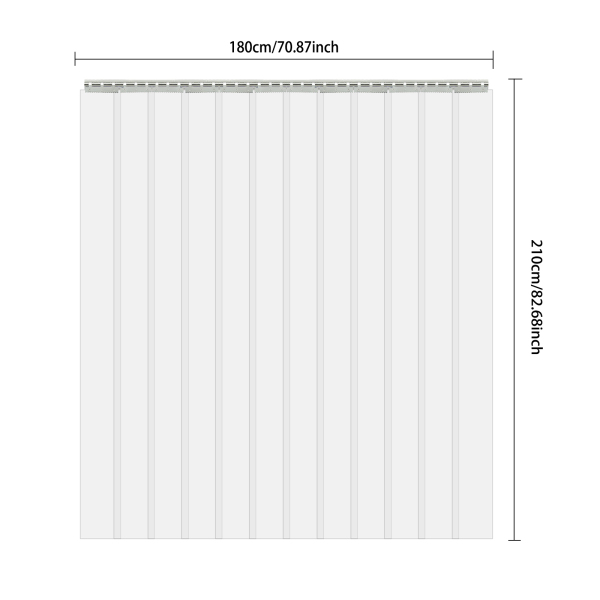 210 x 180 cm Kit de rideau de porte en plastique à 12 bandes, rideau de porte de congélateur en PVC, rideau de porte pour entrepôt, garage, industrie