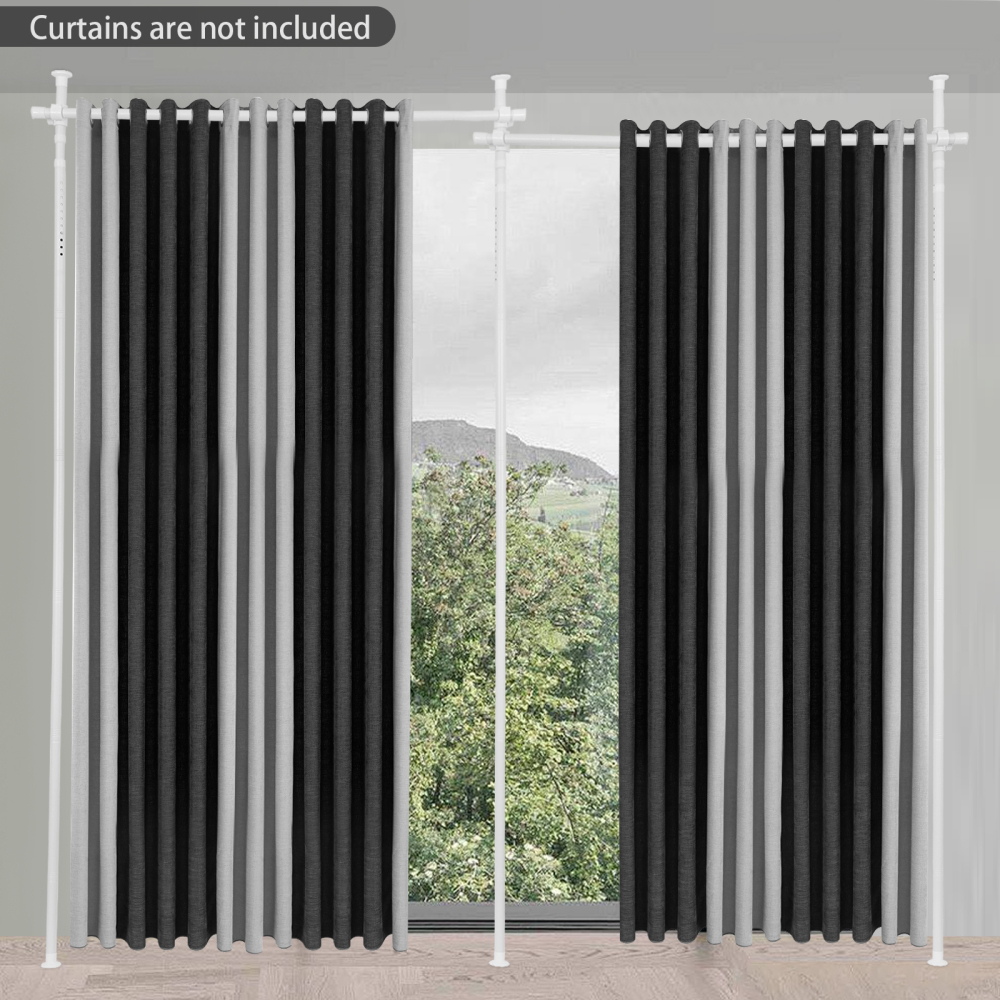 Support de séparation de rideau double, séparateur de pièce extensible, support de rideau vertical - poteau blanc