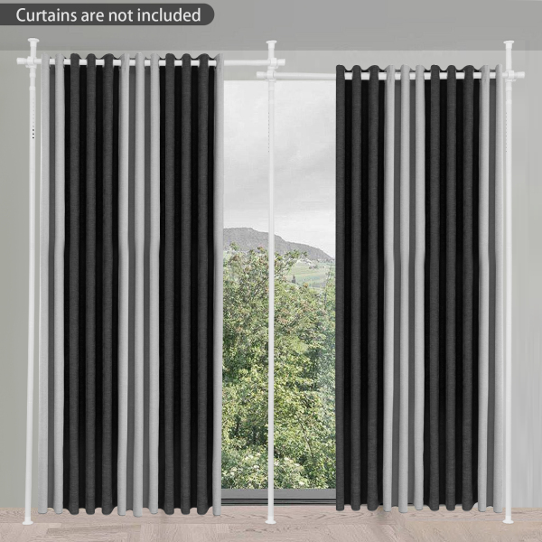 Support de séparation de rideau double, séparateur de pièce extensible, support de rideau vertical - poteau blanc