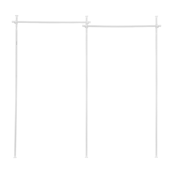 Support de séparation de rideau double, séparateur de pièce extensible, support de rideau vertical - poteau blanc Support de séparation de rideau double, séparateur de pièce extensible, support de rideau vertical - poteau blanc