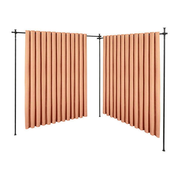 Support de séparation de rideau double, séparateur de pièce extensible, support de rideau vertical - poteau noir