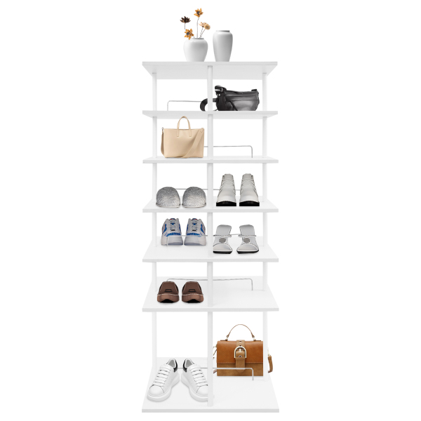 Étagère à chaussures à 6 niveaux, étagère à chaussures rotative, étagère à chaussures pour maisons, magasins, magasins de vêtements, hôtels - Blanc