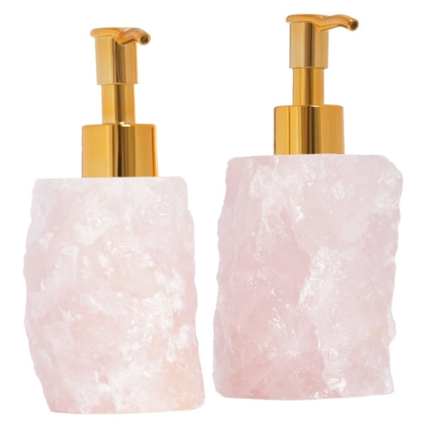 Bouteille à pression en pierre de cristal rose naturel, distributeur de savon en pierre de cristal, paquet de 2