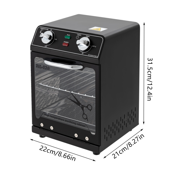 Stérilisateur haute température 8L, armoire de désinfection pour stérilisateur à air chaud 600W (noir)