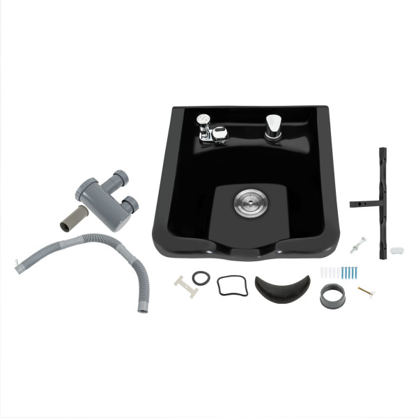 Bol pour salons Évier de shampoing en plastique ABS noir pour la maison Facile à nettoyer et à installer Bols à shampoing de salon pour coiffeur Pour salons de coiffure Magasins de coiffure