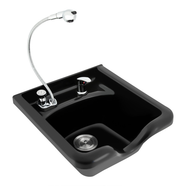 Bol pour salons Évier de shampoing en plastique ABS noir pour la maison Facile à nettoyer et à installer Bols à shampoing de salon pour coiffeur Pour salons de coiffure Magasins de coiffure