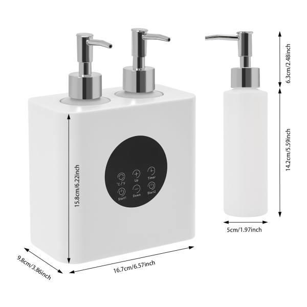 Chauffe-huile de massage avec distributeurs de bouteilles d'huile, chauffe-huile de massage électrique, chauffe-huile de massage - Double bouteille Blanc