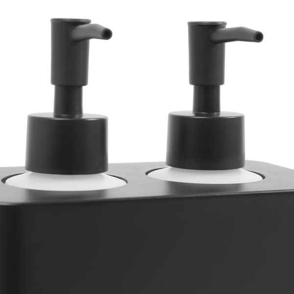 Chauffe-huile de massage avec distributeurs de bouteilles d'huile, chauffe-huile de massage électrique, chauffe-huile de massage - Double bouteille noire