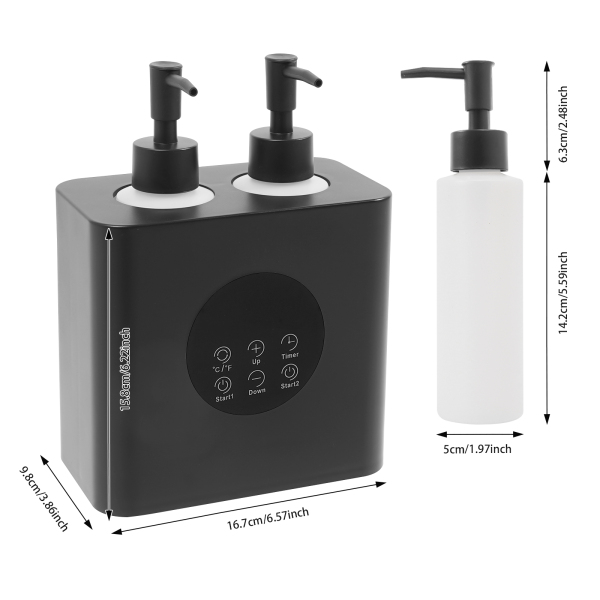 Chauffe-huile de massage avec distributeurs de bouteilles d'huile, chauffe-huile de massage électrique, chauffe-huile de massage - Double bouteille noire Chauffe-huile de massage avec distributeurs de bouteilles d'huile, chauffe-huile de massage électrique, chauffe-huile de massage - Double bouteille noire