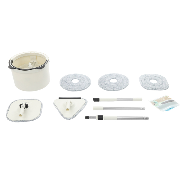 Balai essoreur et seau, kit balai essoreur et seau pour la maison, kit seau essoreur - Blanc/noir