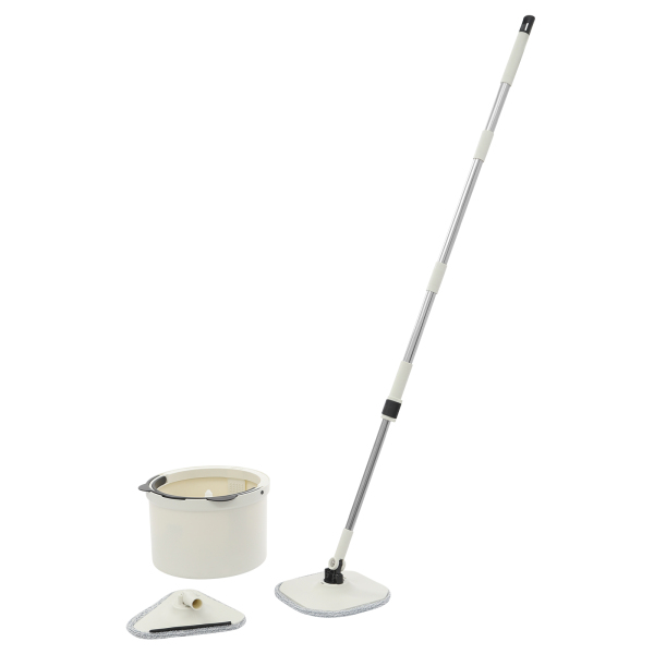 Balai essoreur et seau, kit balai essoreur et seau pour la maison, kit seau essoreur - Blanc/noir