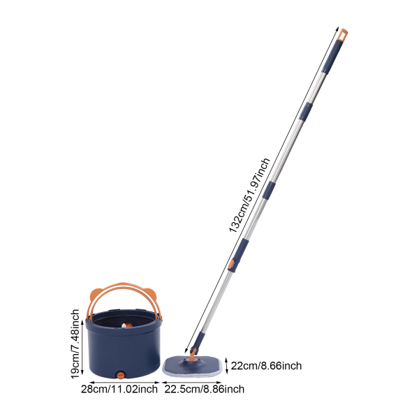 Balai essoreur et seau, kit balai essoreur et seau pour la maison, kit seau essoreur - Bleu foncé