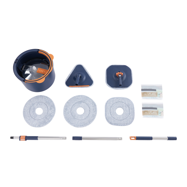 Balai essoreur et seau, kit balai essoreur et seau pour la maison, kit seau essoreur - Bleu foncé