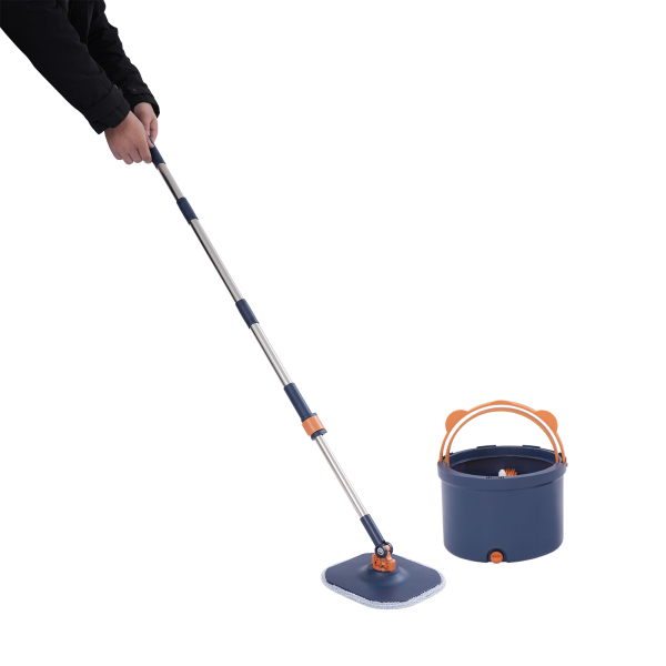 Balai essoreur et seau, kit balai essoreur et seau pour la maison, kit seau essoreur - Bleu foncé