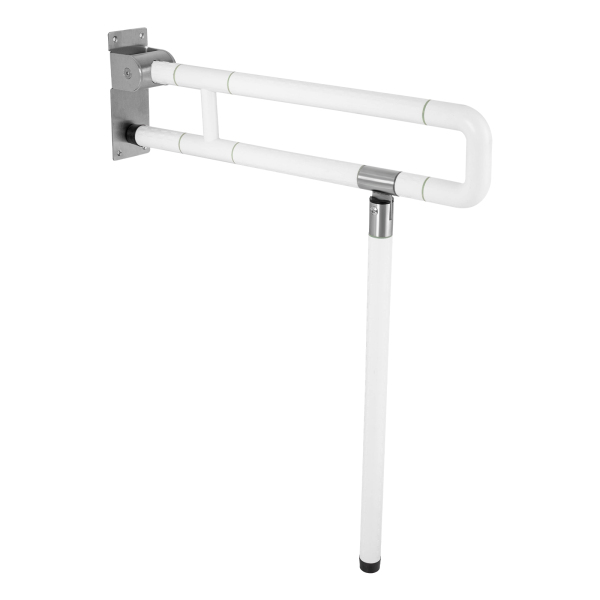 Barre d'appui pour salle de bains, barre d'appui pliante pour toilettes, barre d'appui pliante pour toilettes en acier inoxydable avec poignée texturée, 60*70cm, blanc