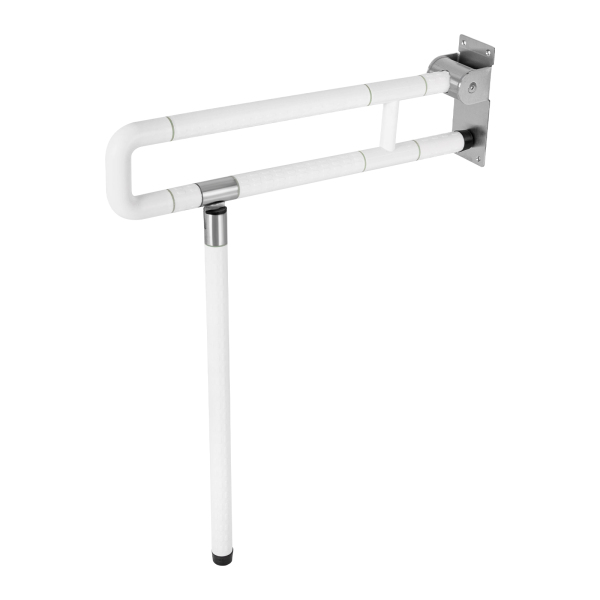 Barre d'appui pour salle de bains, barre d'appui pliante pour toilettes, barre d'appui pliante pour toilettes en acier inoxydable avec poignée texturée, 60*70cm, blanc
