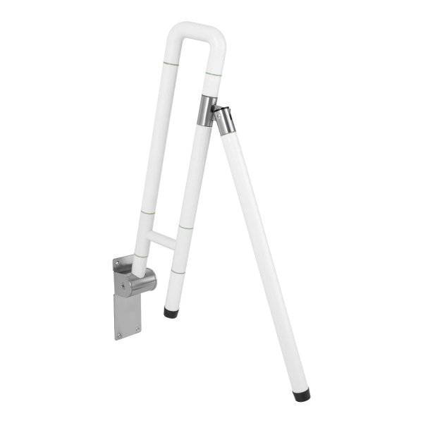 Barre d'appui pour salle de bains, barre d'appui pliante pour toilettes, barre d'appui pliante pour toilettes en acier inoxydable avec poignée texturée, 60*70cm, blanc