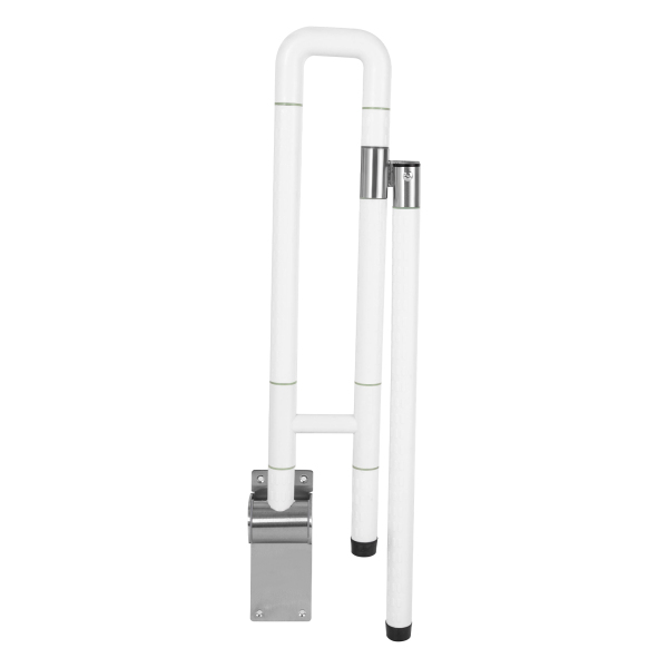 Barre d'appui pour salle de bains, barre d'appui pliante pour toilettes, barre d'appui pliante pour toilettes en acier inoxydable avec poignée texturée, 60*70cm, blanc