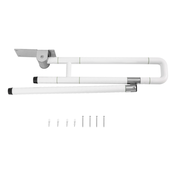 Barre d'appui pour salle de bains, barre d'appui pliante pour toilettes, barre d'appui pliante pour toilettes en acier inoxydable avec poignée texturée, 60*70cm, blanc