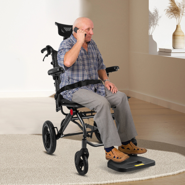 Fauteuil roulant inclinable AC976LG(12)-46, fauteuil roulant de transport pliable pour personnes âgées, fauteuil roulant inclinable pour adultes
