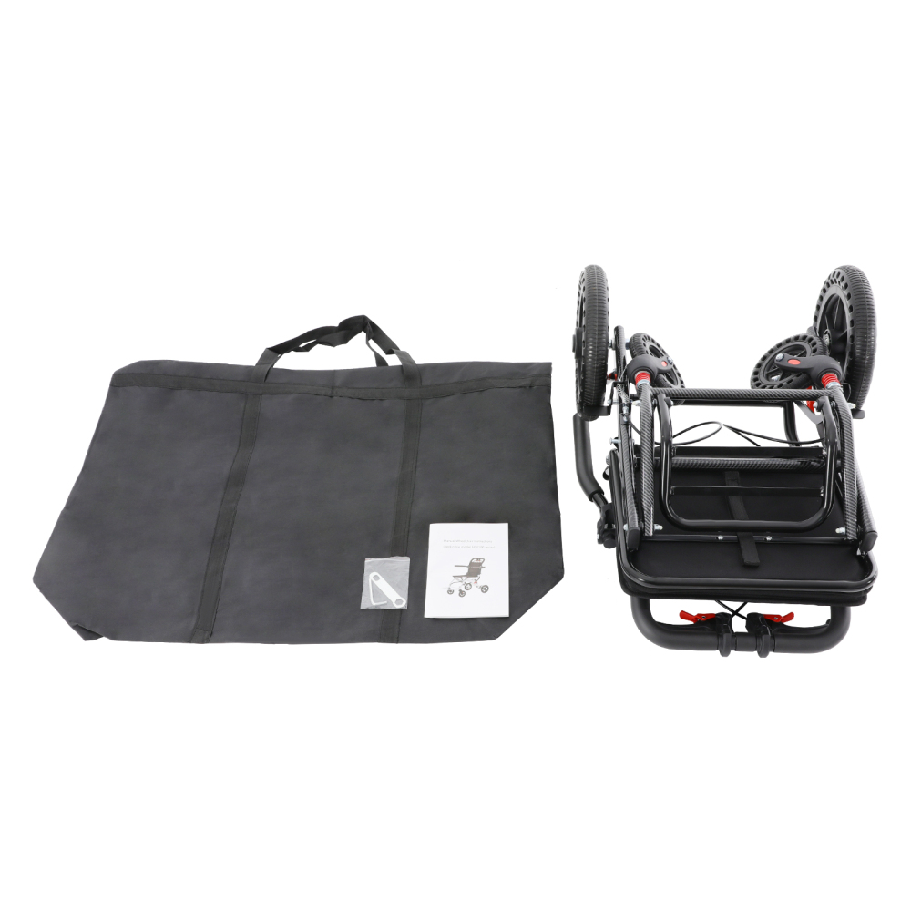 Fauteuil roulant de transport pliable avec pneus en nid d'abeille de 100 kg, fauteuil roulant de voyage portable avec sac de rangement