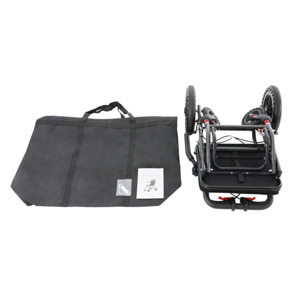 Fauteuil roulant de transport pliable avec pneus en nid d'abeille de 100 kg, fauteuil roulant de voyage portable avec sac de rangement