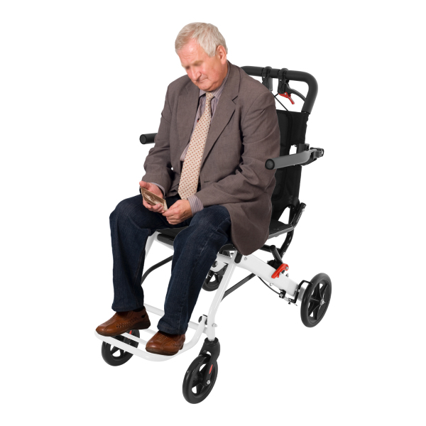 Fauteuil roulant de transport pliable léger, fauteuil roulant de transport pliable avec sac de voyage, fauteuil roulant de voyage portable pour la marche, les sorties, les voyages