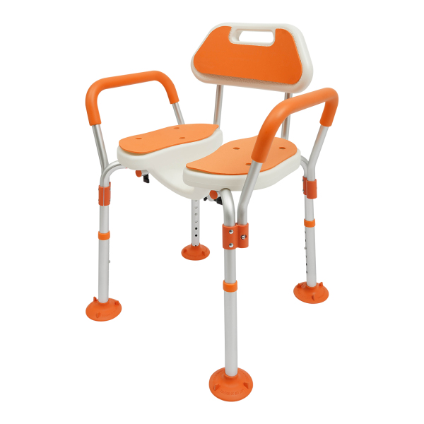 Chaise de douche, chaise de douche réglable en hauteur avec dossier, accoudoirs, chaise de salle de bain pour personnes âgées