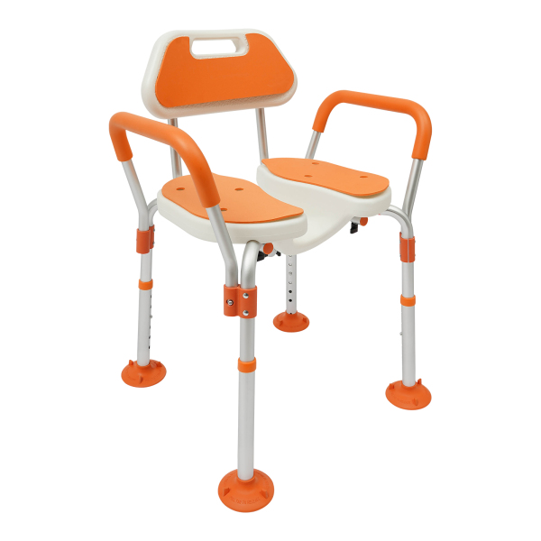 Chaise de douche, chaise de douche réglable en hauteur avec dossier, accoudoirs, chaise de salle de bain pour personnes âgées