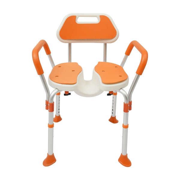 Chaise de bain réglable en hauteur avec dossier et accoudoirs pour personnes âgées, femmes enceintes, personnes handicapées