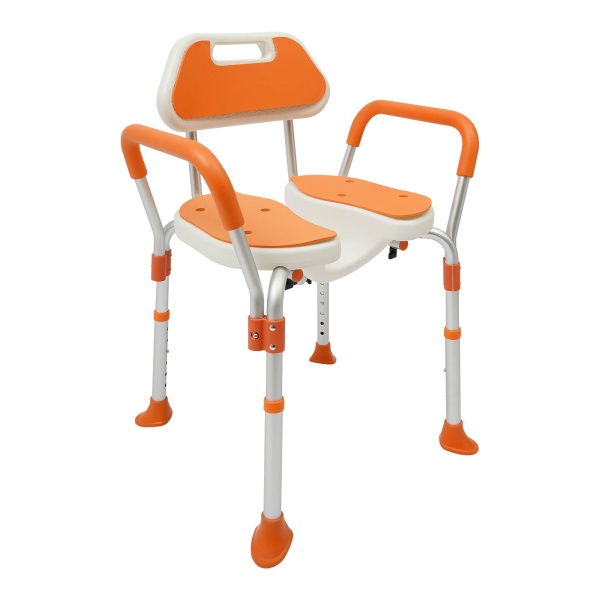 Chaise de bain réglable en hauteur avec dossier et accoudoirs pour personnes âgées, femmes enceintes, personnes handicapées