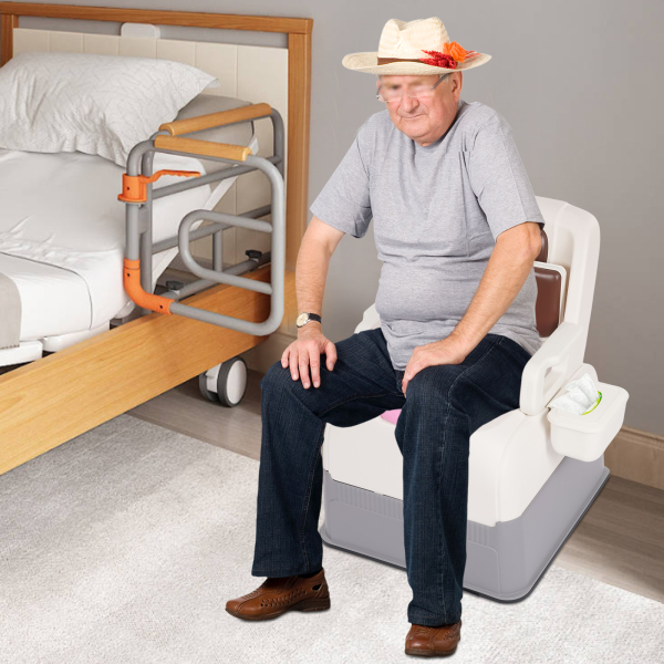 Chaise de chevet, chaise de toilette de sécurité, chaise de toilette pour toilettes - Marron