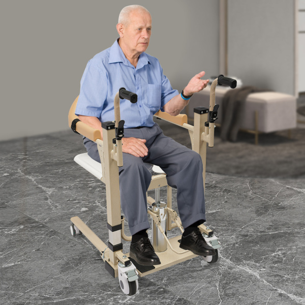 Ascenseur de patient pour la maison, fauteuil roulant divisé à 180 °, élévateur de transport portable, élévateur de transport portable avec pot