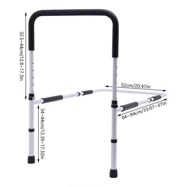 Support de barrière de lit, Barre de sécurité réglable pour prévenir les chutes, Largeur réglable : 84-94cm, Blanc